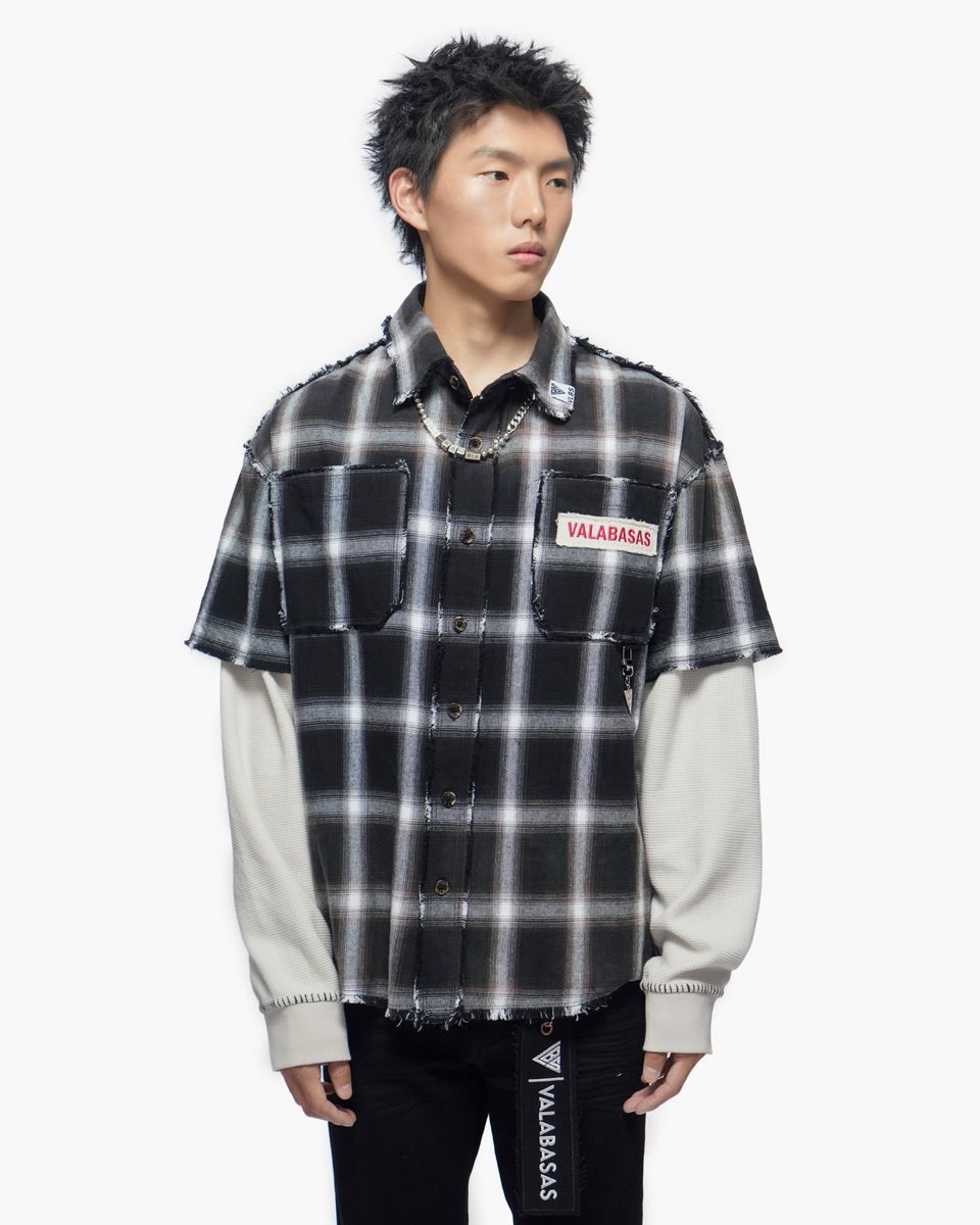 MENS VALABASAS LUMBERJACK LAYERED FLANNEL (BLACK/WHITE)