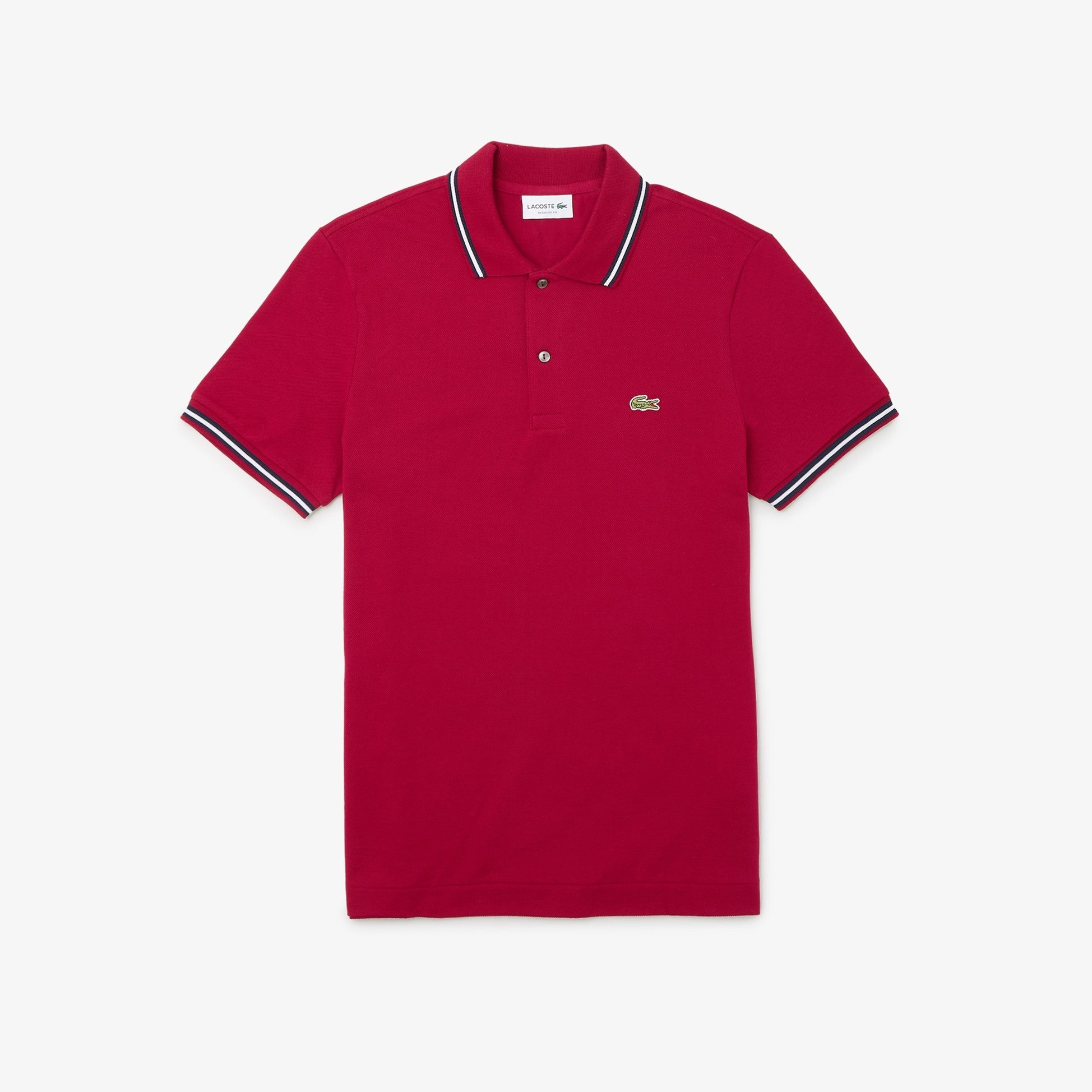 MENS LACOSTE REGULAR FIT TRIM ACCENT L.12.12 POLO (BORDEAUX)