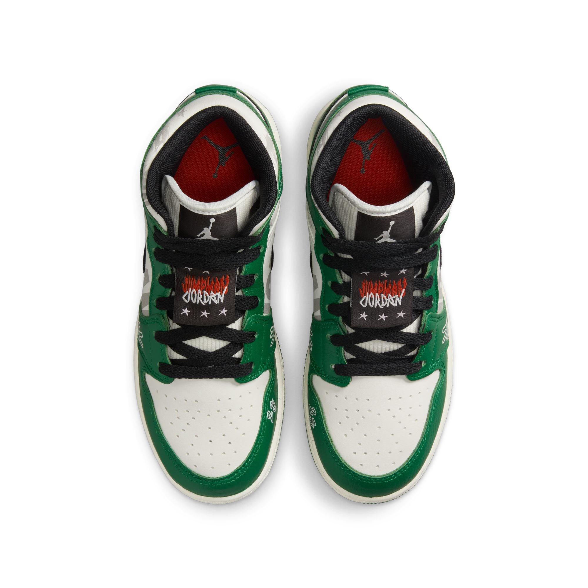 KIDS AIR JORDAN 1 MID SE GS (PINE GREEN/SAIL/BLACK/TEAM ORANGE)