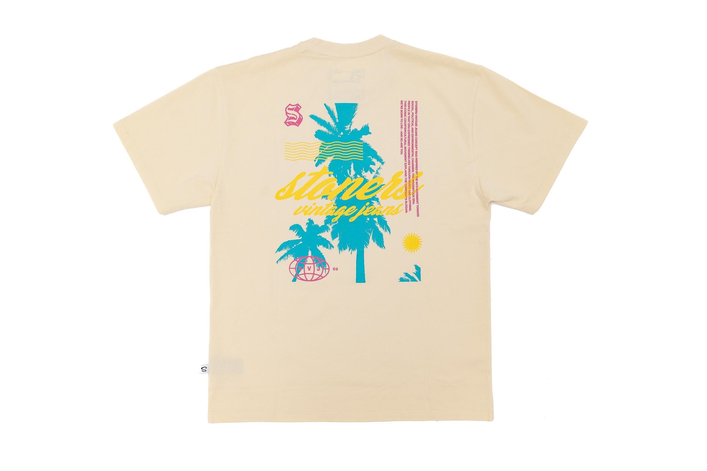 MENS STONERS VINTAGE JEANS Co. MIAMI VIBES OVERSIZED T-SHIRT (NATURAL)
