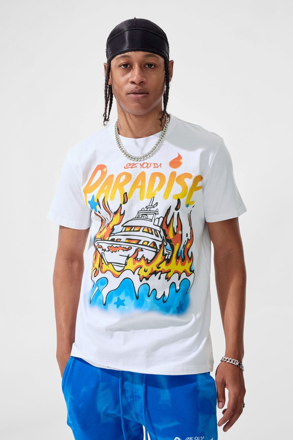 MENS JORDAN CRAIG BURN THE BOATS T-SHIRT (WHITE)