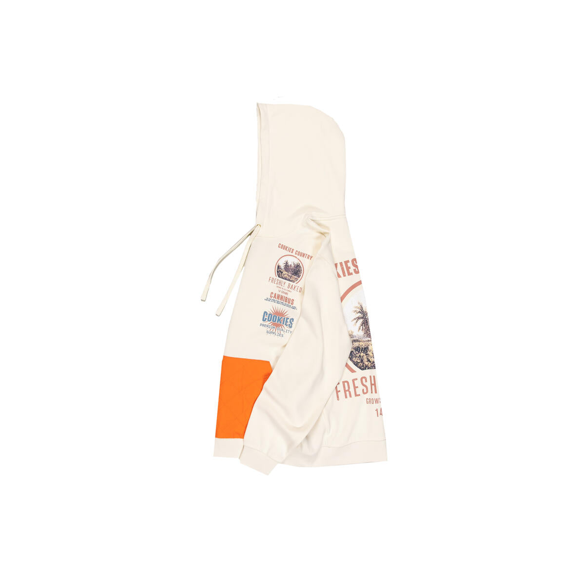 MENS COOKIES WORKWEAR FRENCH TERRY PULLOVER HOODIE WITH CONTRAST QUILTED NYLON POUCH POCKET (OFF WHITE)