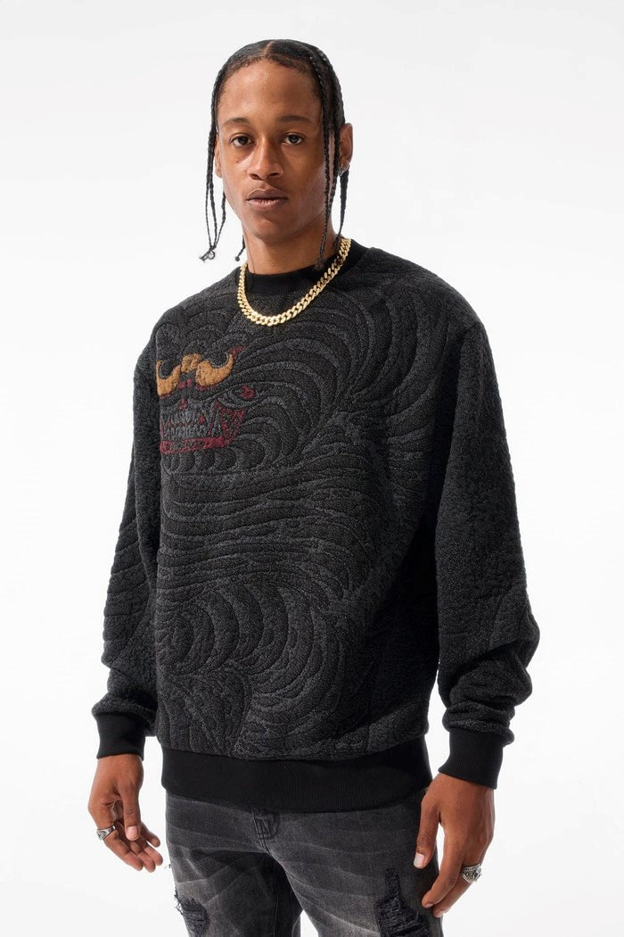 MENS JORDAN CRAIG SILK ROAD CREWNECK SWEATER (BLACK DRAGON)