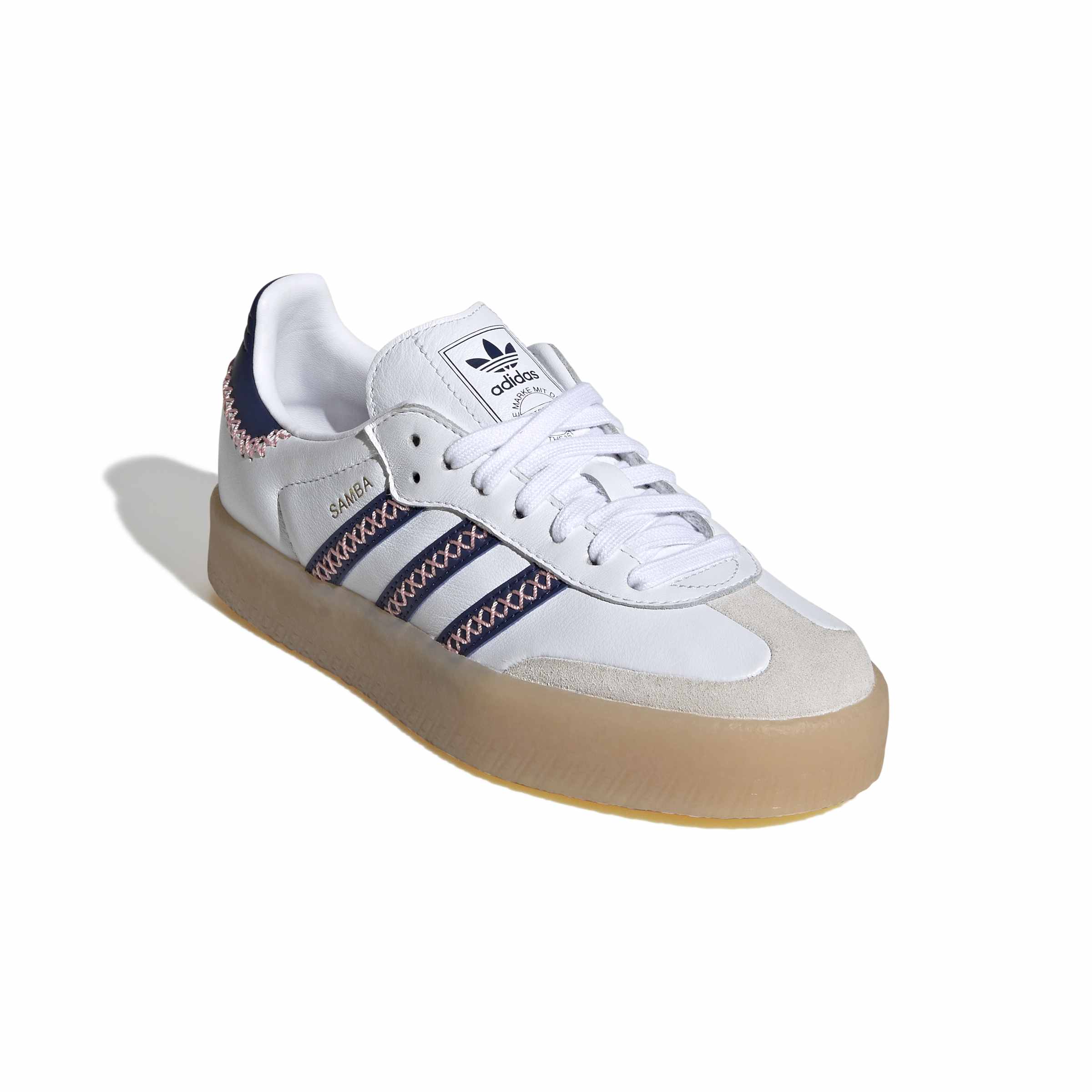 KIDS ADIDAS SAMBAE J (WHITE/ DARK BLUE/ PINK)