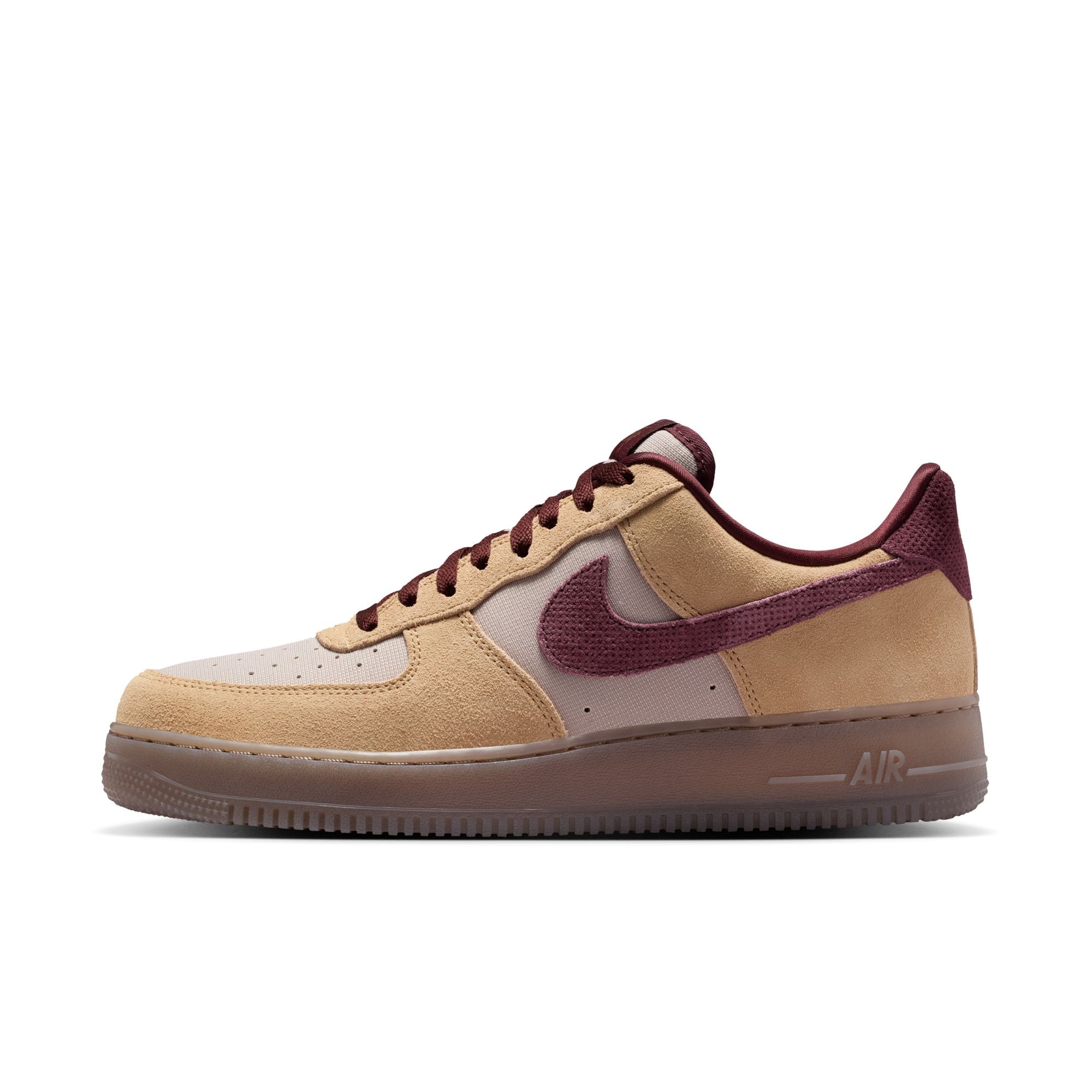 MENS NIKE AIR FORCE 1 '07 PRM (LINEN/BURGUNDY CRUSH/MOON PARTICLE)