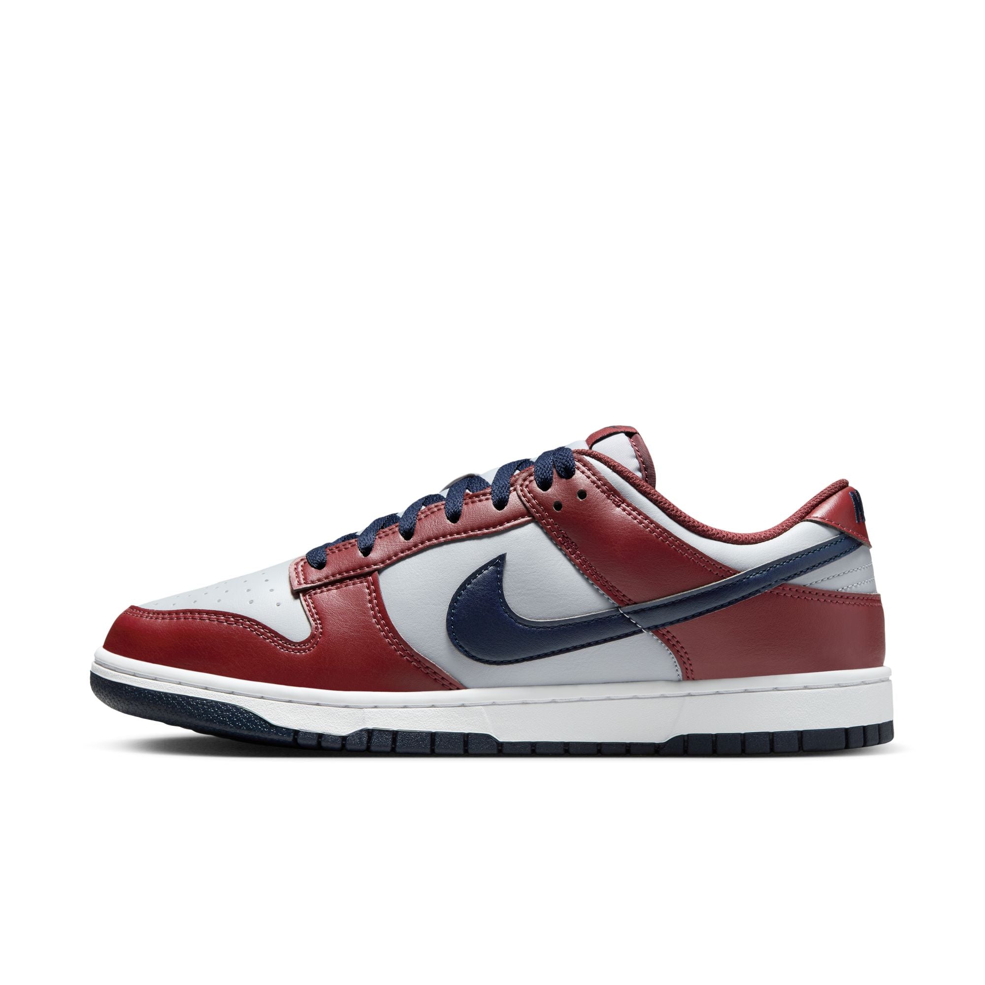 MENS NIKE DUNK LOW RETRO (WOLF GREY/OBSIDIAN/DARK TEAM RED/WHITE)