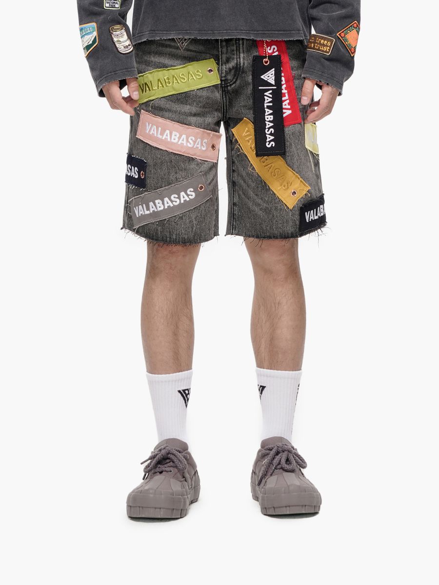 MENS VALABASAS "BANNER" DENIM SHORT (GREY WASH)
