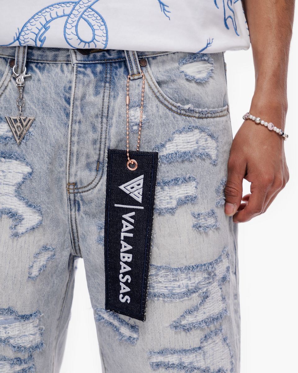 MENS VALABASAS "INCISE" DENIM SHORT (LIGHT BLUE)