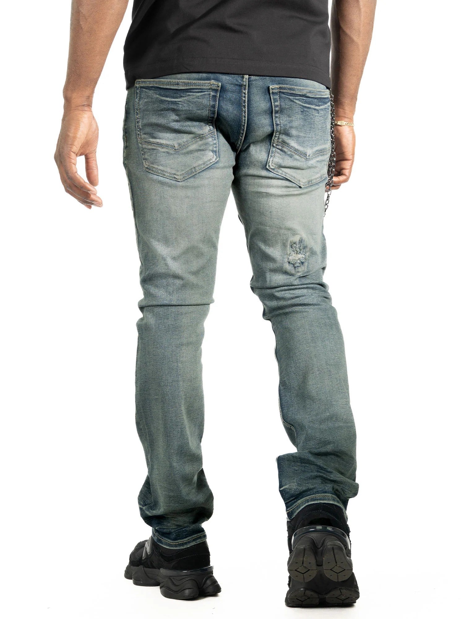 MENS MAKOBI ADORNI CHAIN JEAN (DARK WASH)