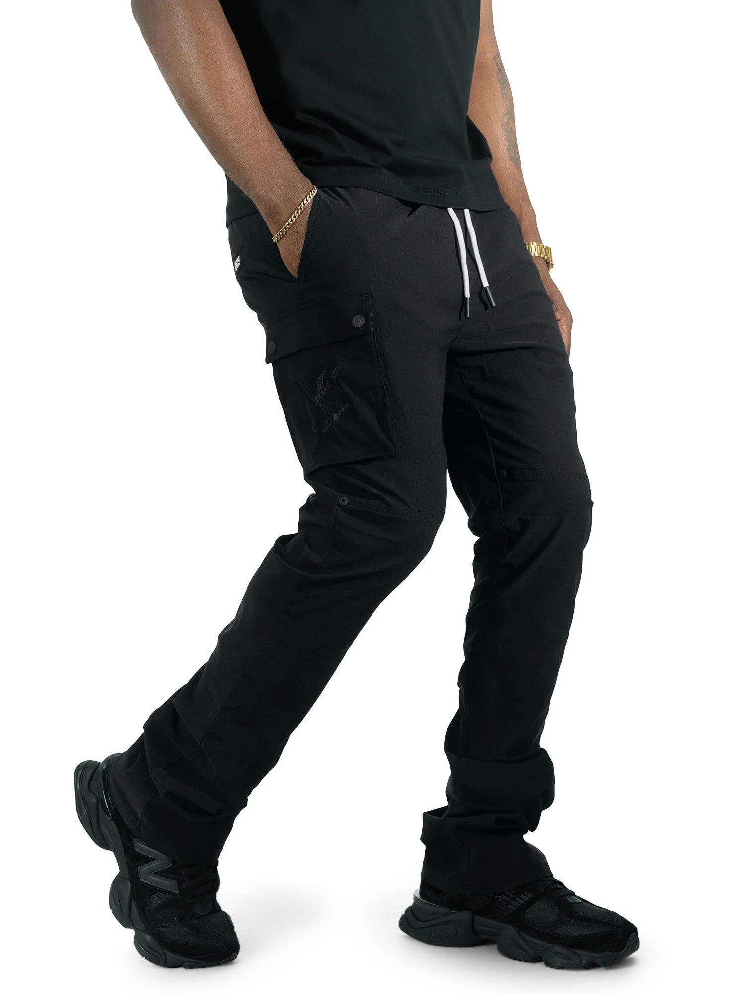 MENS MAKOBI ADORNI NYLON STACKED PANT (BLACK)
