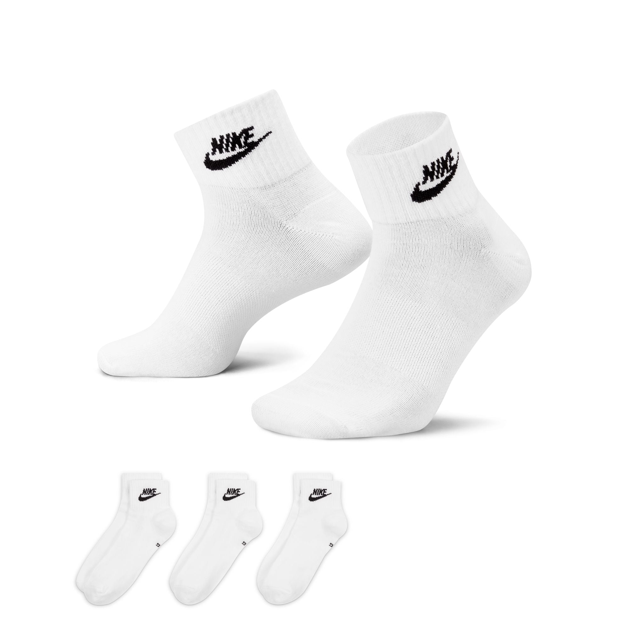 UNISEX NIKE NSW EVERYDAY ESSENTIAL ANKLE SOCKS (WHITE/BLACK)