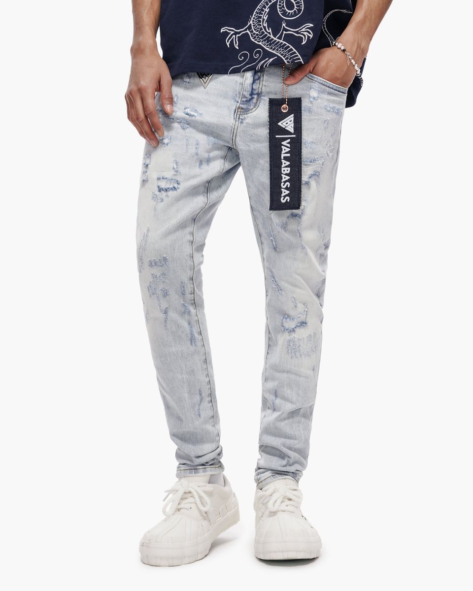 MENS VALABASAS COLLAGE SKINNY JEAN (LIGHT BLUE WASH)