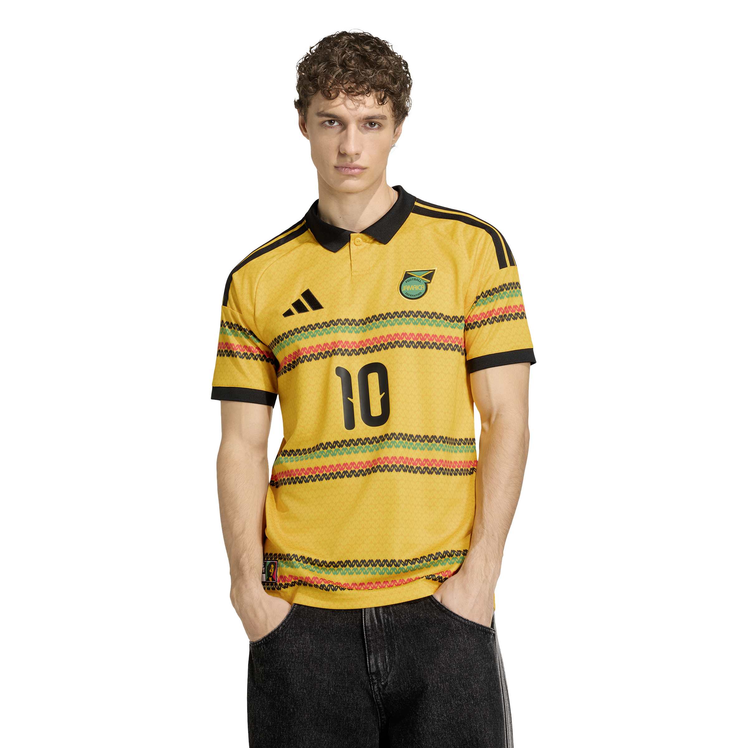 MENS ADIDAS JAMAICA 26 X BOB MARLEY HOME MARLEY 10 JERSEY (BOLD GOLD)