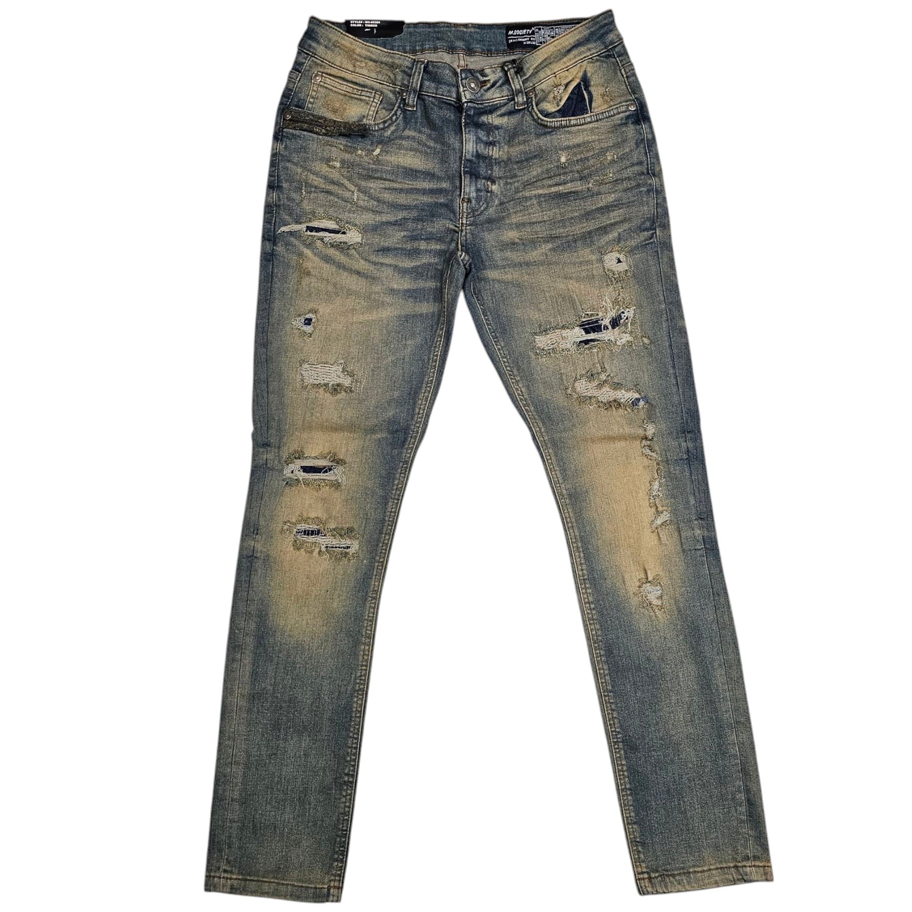 MENS M. SOCIETY RIP AND REPAIR JEAN (TIMBER)