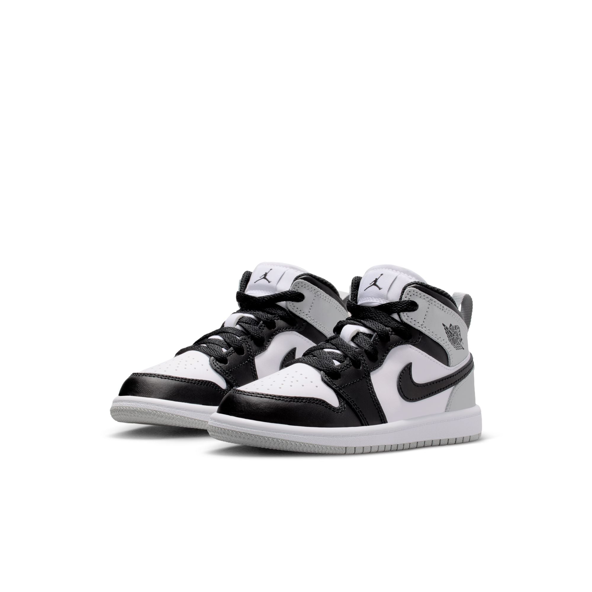 KIDS JORDAN 1 MID PS (WHITE/BLACK/LT SMOKE GREY)