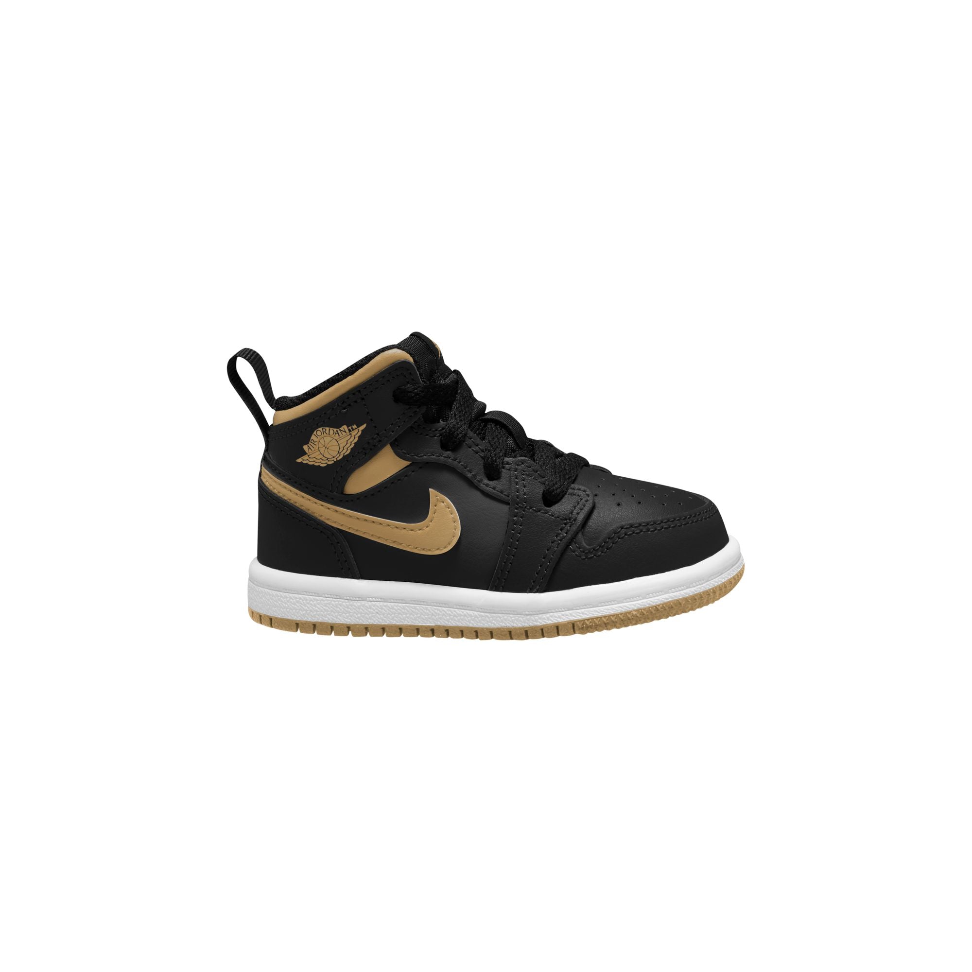 KIDS JORDAN 1 MID TD (BLACK/METALLIC GOLD/WHITE)