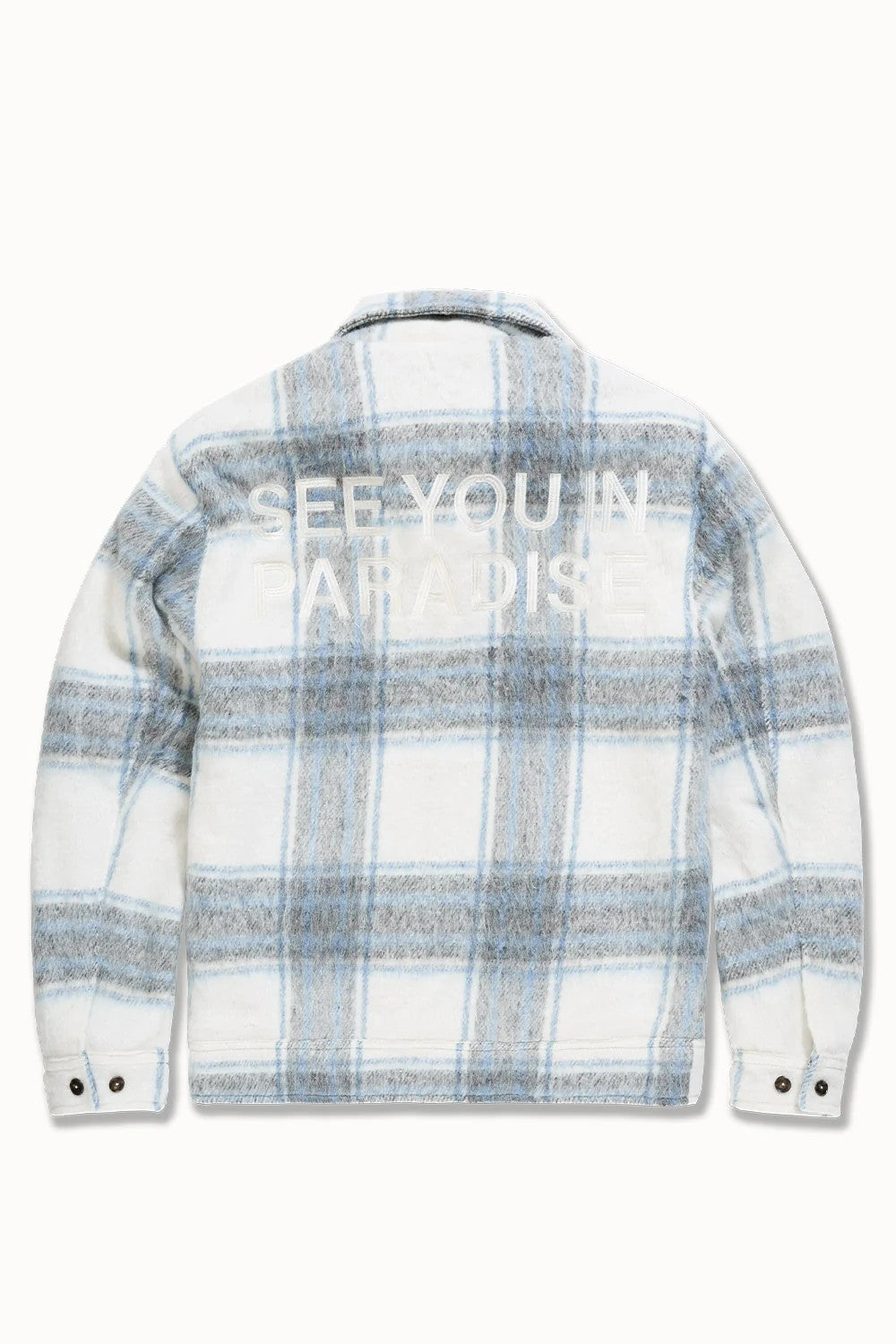 MENS JORDAN CRAIG SYIP HOODED FLANNEL SHACKET (LIGHT BLUE)