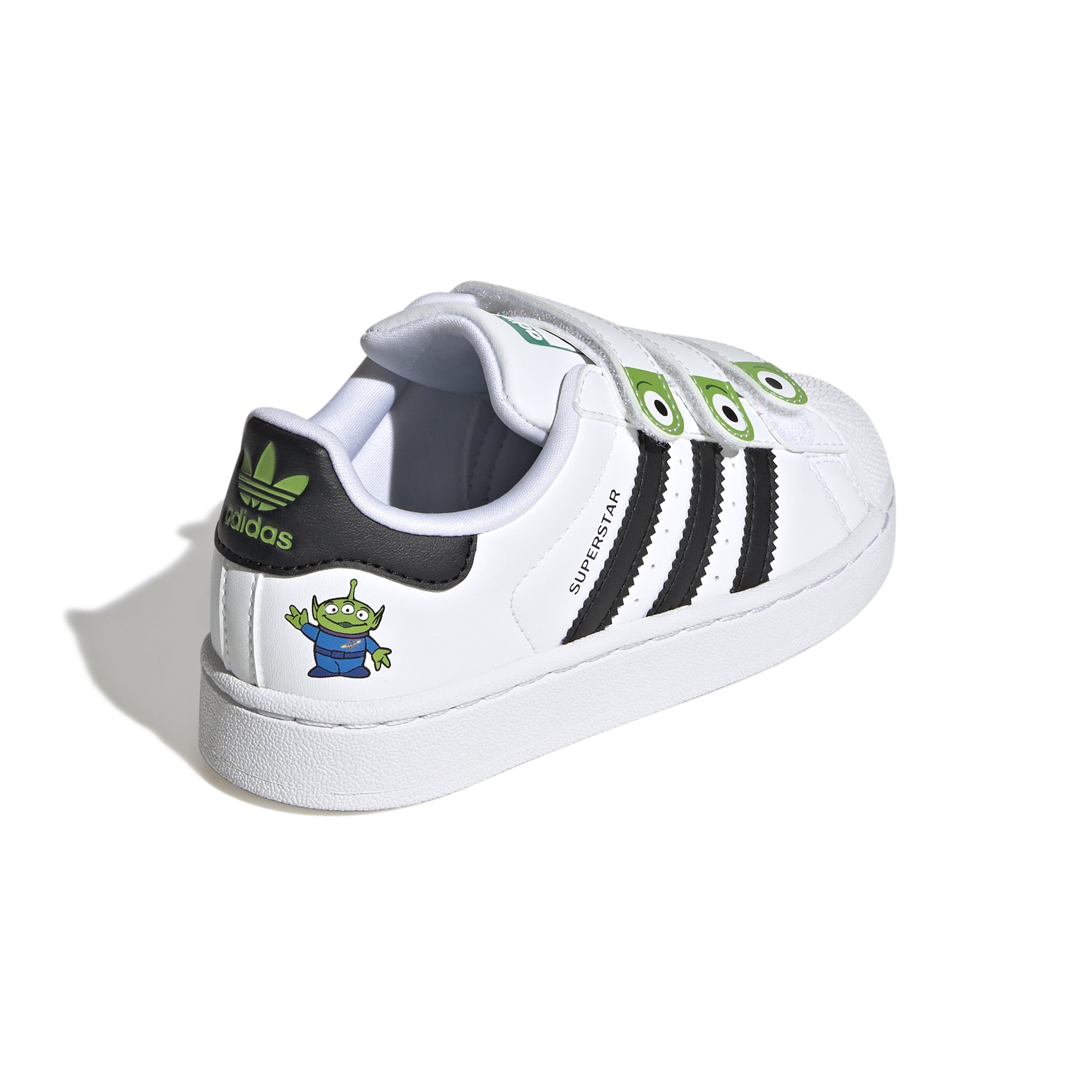 KIDS ADIDAS DISNEY PIXAR SUPERSTAR II COMFORT CLOSURE (CLOUD WHITE / CORE BLACK / SEMI SOLAR GREEN)