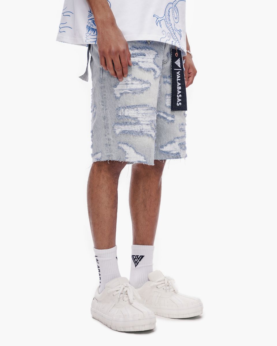 MENS VALABASAS "INCISE" DENIM SHORT (LIGHT BLUE)