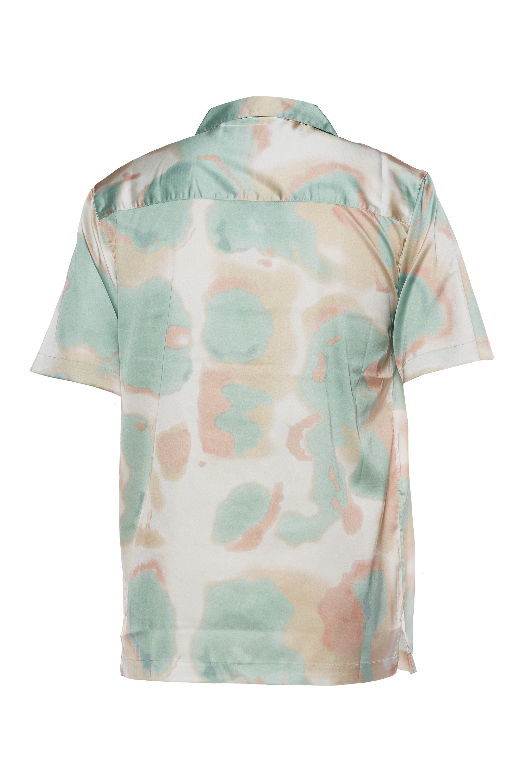 DALE | MENS PRINTED SATIN SHIRT (PALE CREAM)