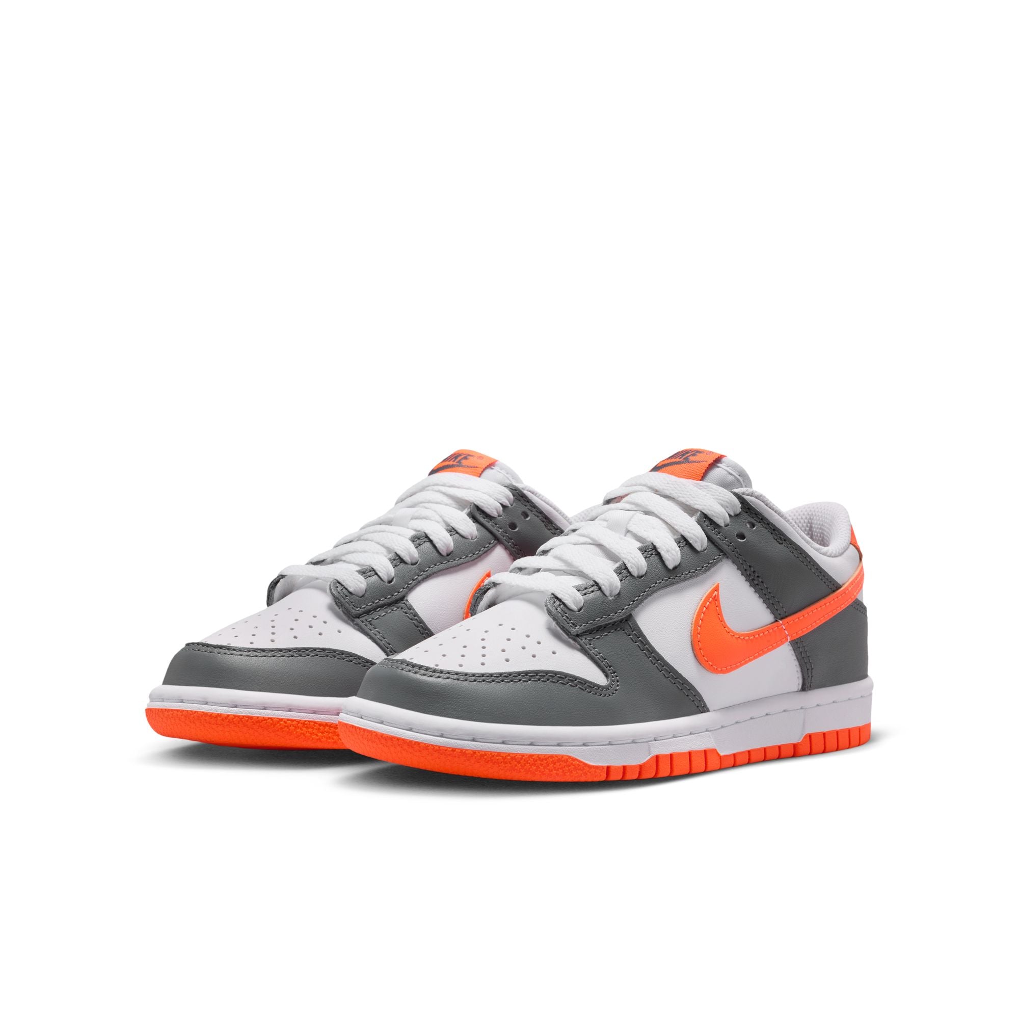 KIDS NIKE DUNK LOW GS (WHITE/TOTAL ORANGE/SMOKE GREY)