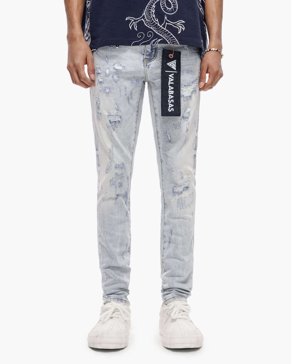 MENS VALABASAS COLLAGE SKINNY JEAN (LIGHT BLUE WASH)