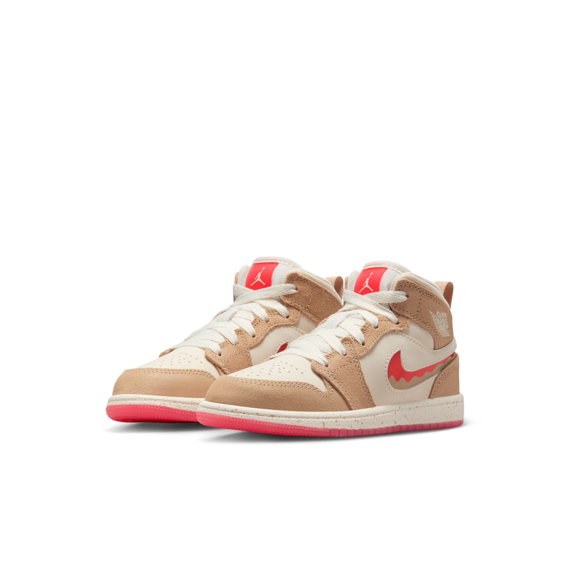 KIDS JORDAN 1 MID SE PS (DESERT/FUSION RED/PALE IVORY)
