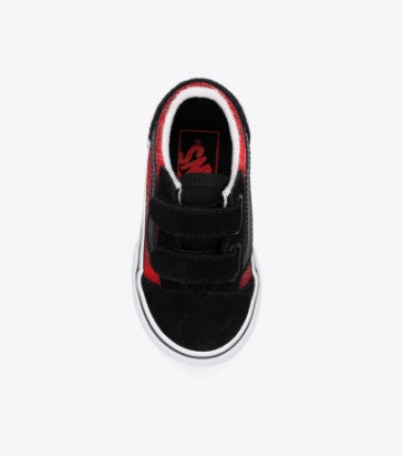 TODDLER VANS OLD SKOOL GLITTER PLAID (RED/BLACK)