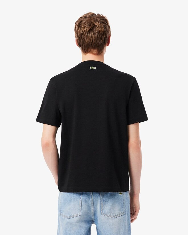 MENS LACOSTE PRINTED COTTON T-SHIRT (BLACK)