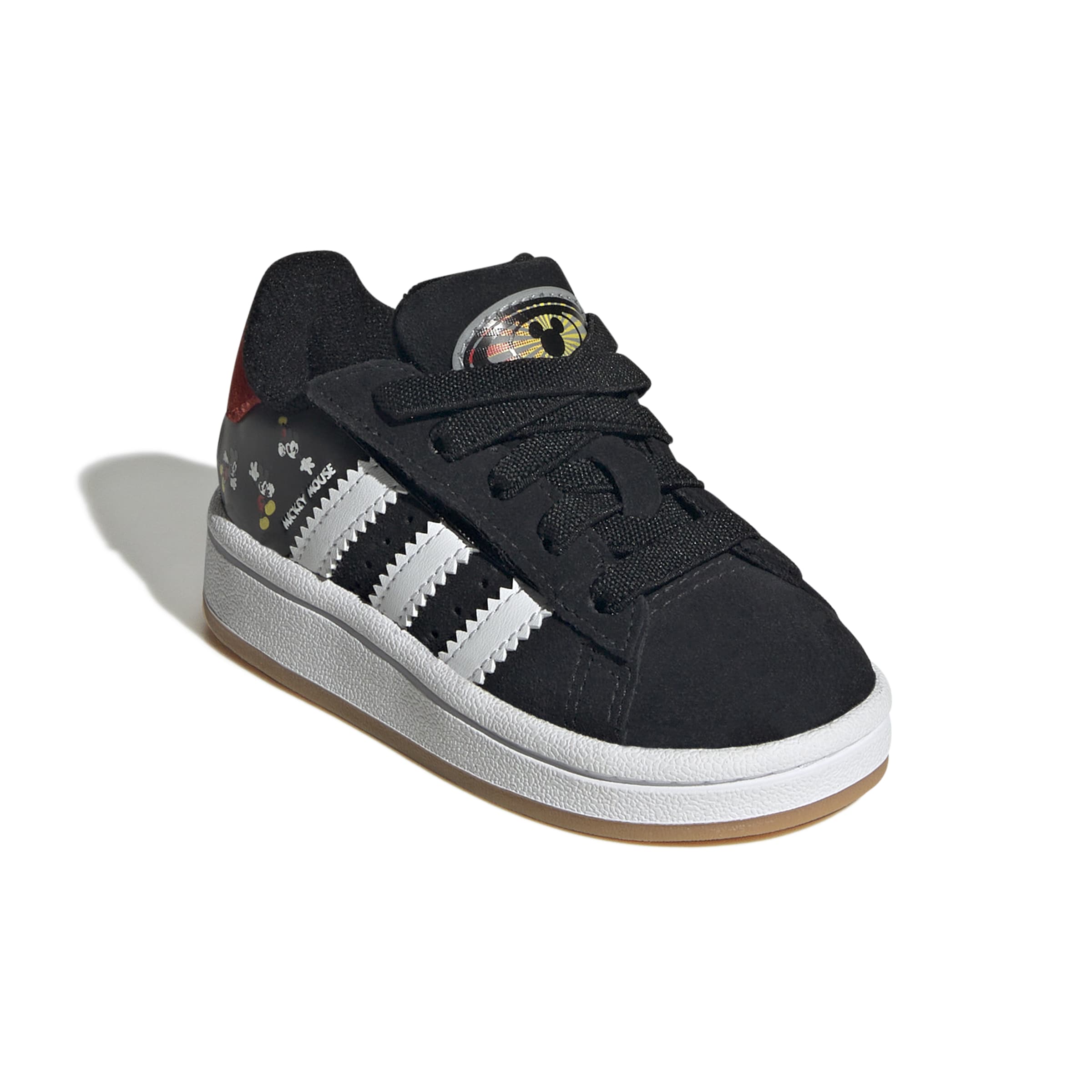 KIDS ADIDAS DISNEY MICKEY MOUSE CAMPUS 00S LED LIGHTS COMFORT CLOSURE ELASTIC LACE I (CORE BLACK / CLOUD WHITE / RED)