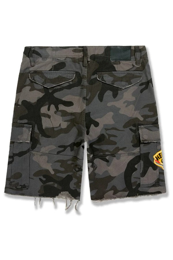 MENS JORDAN CRAIG WAR ANGEL CARGO SHORT (BLACK CAMO)