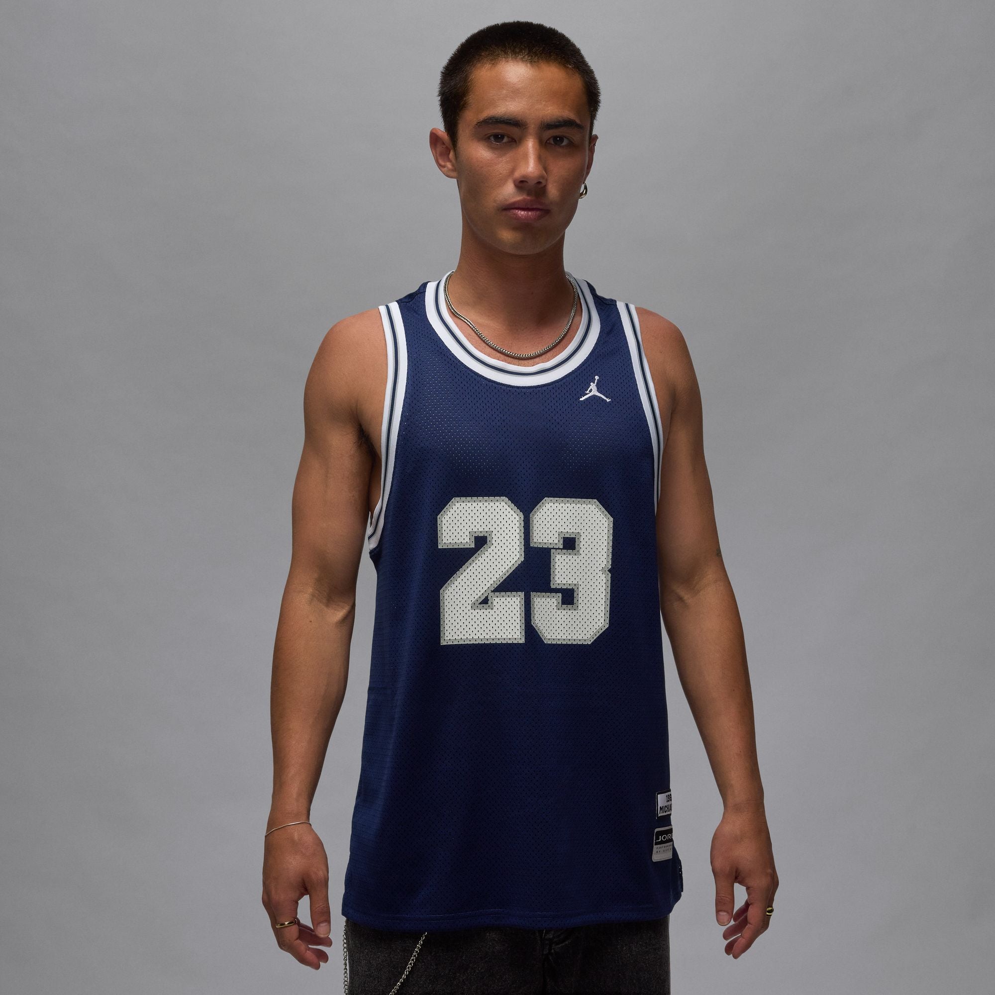 MENS JORDAN ESS SUMMER JERSEY (MIDNIGHT NAVY/WHITE)