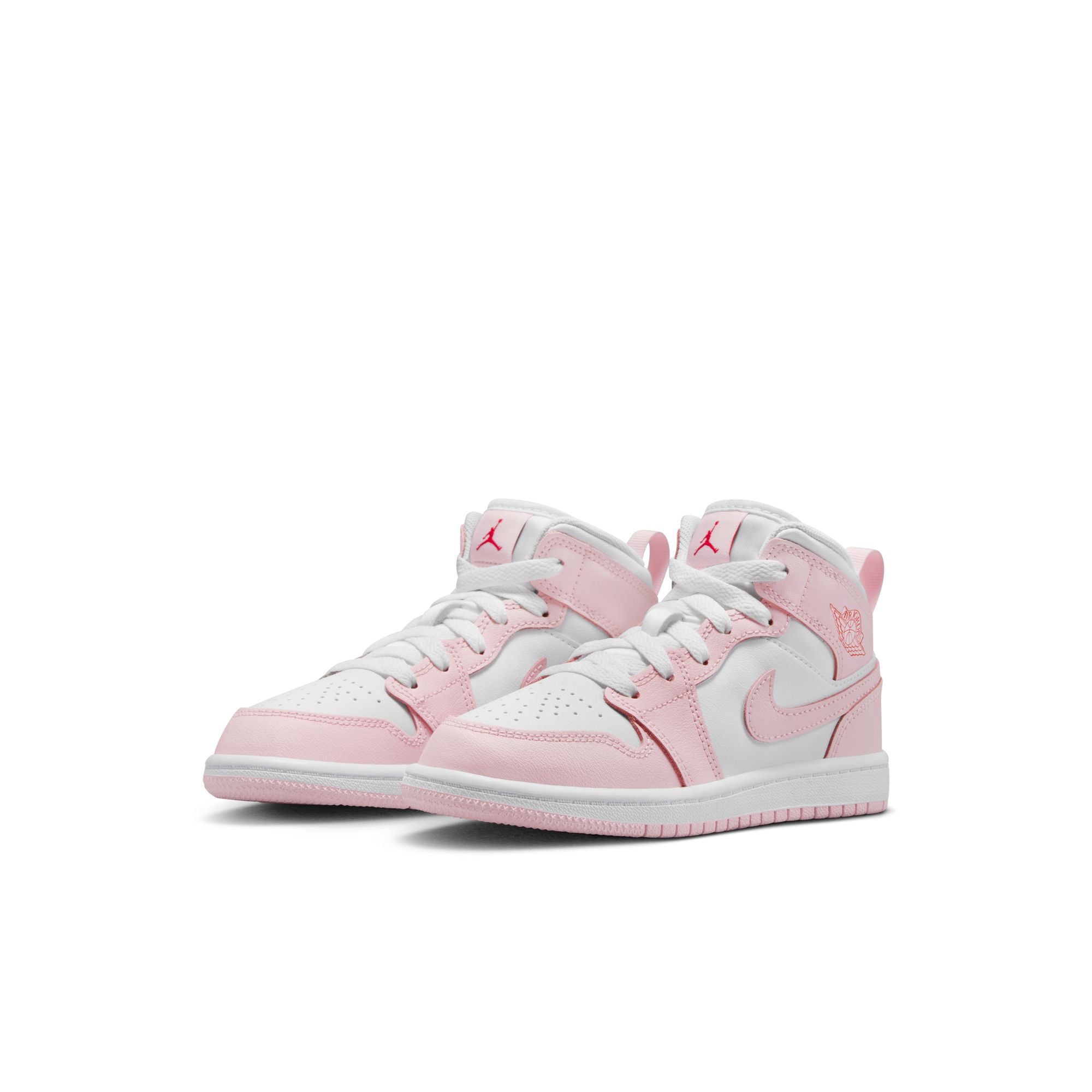 KIDS JORDAN 1 MID PS (PINK FOAM/WHITE/FIRE RED)