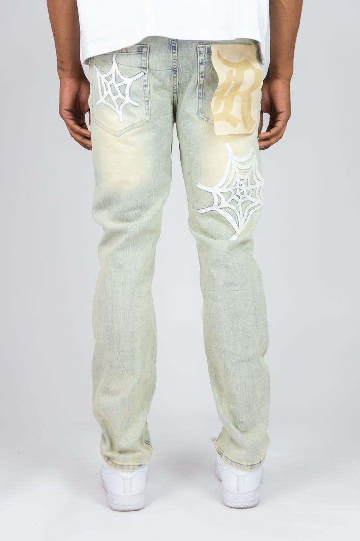 MENS R3BEL DENIM WEBSTER PATCH JEAN (LIGHT VINTAGE)