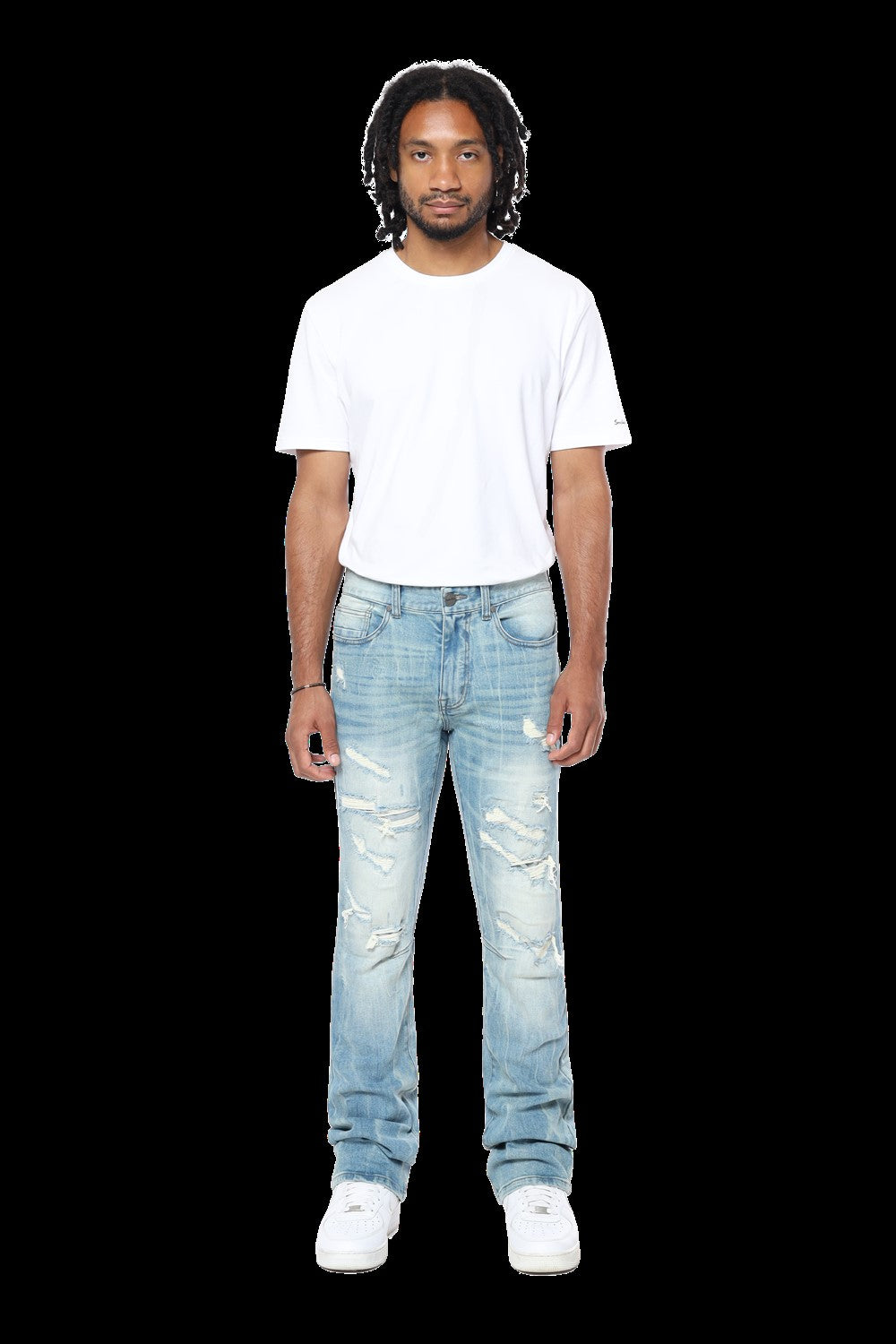 MENS SMOKE RISE VINTAGE WASHED STACKED JEAN (ADONIS BLUE)
