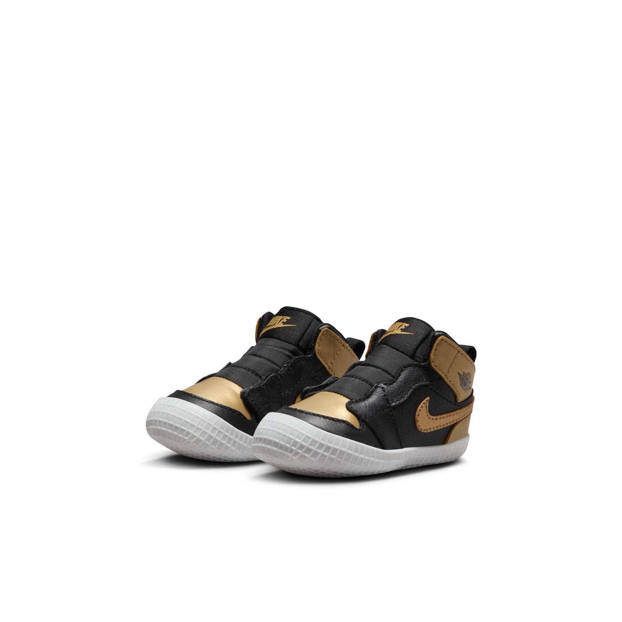 KIDS JORDAN 1 CRIB BOOTIE (BLACK/METALLIC GOLD/SAIL)
