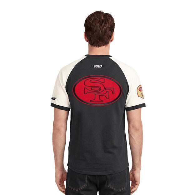 MENS PRO STANDARD SAN FRANCISCO 49ERS FIRST TEAM RAGLAN TEE (EGGSHELL/ BLACK)