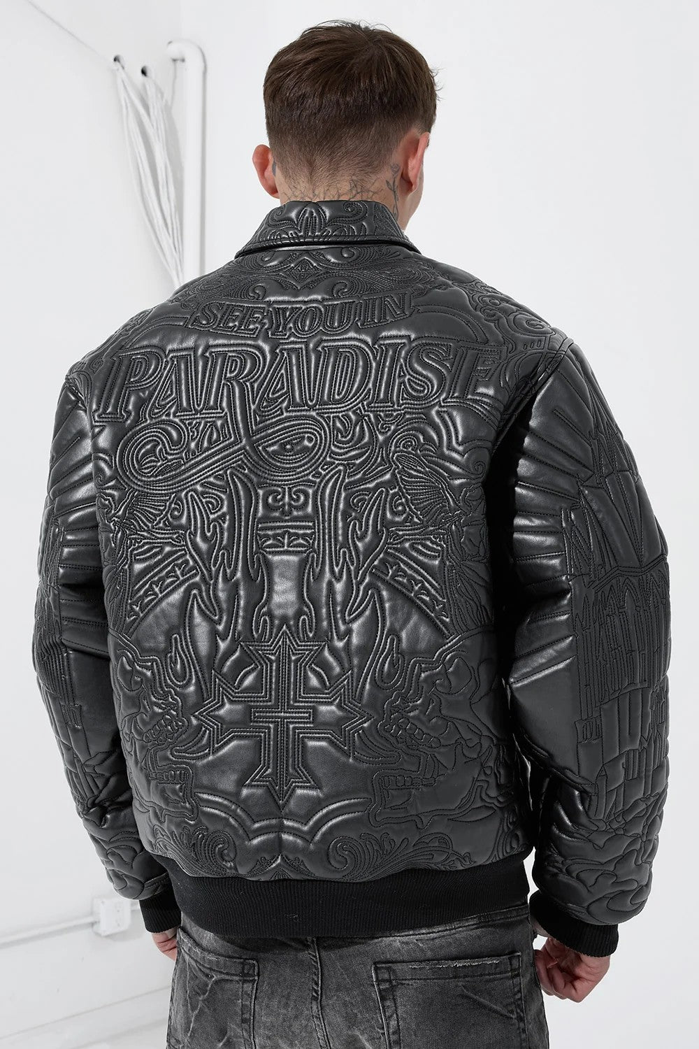 MENS JORDAN CRAIG IMMORTAL FULL ZIP BOMBER JACKET (NOIR)