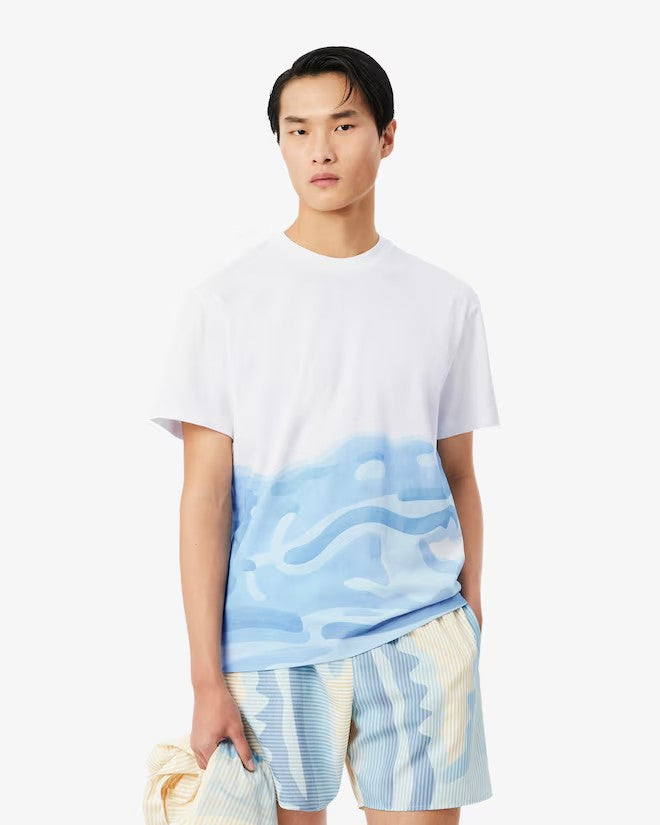 MENS LACOSTE PRINTED COTTON T-SHIRT (WHITE)
