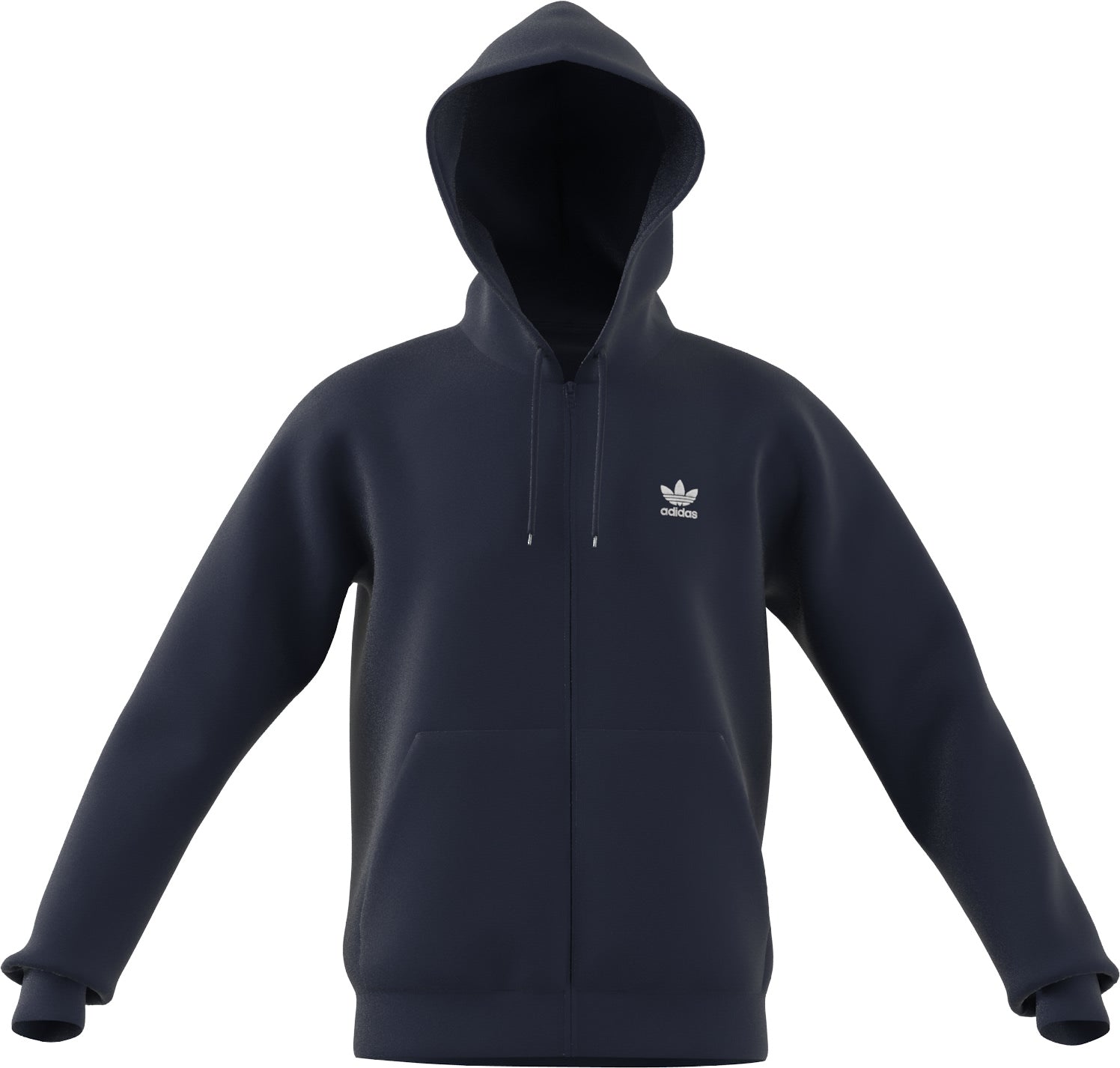 MENS ADIDAS TREFOIL ESSENTIALS FULL-ZIP HOODIE (NIGHT INDIGO)