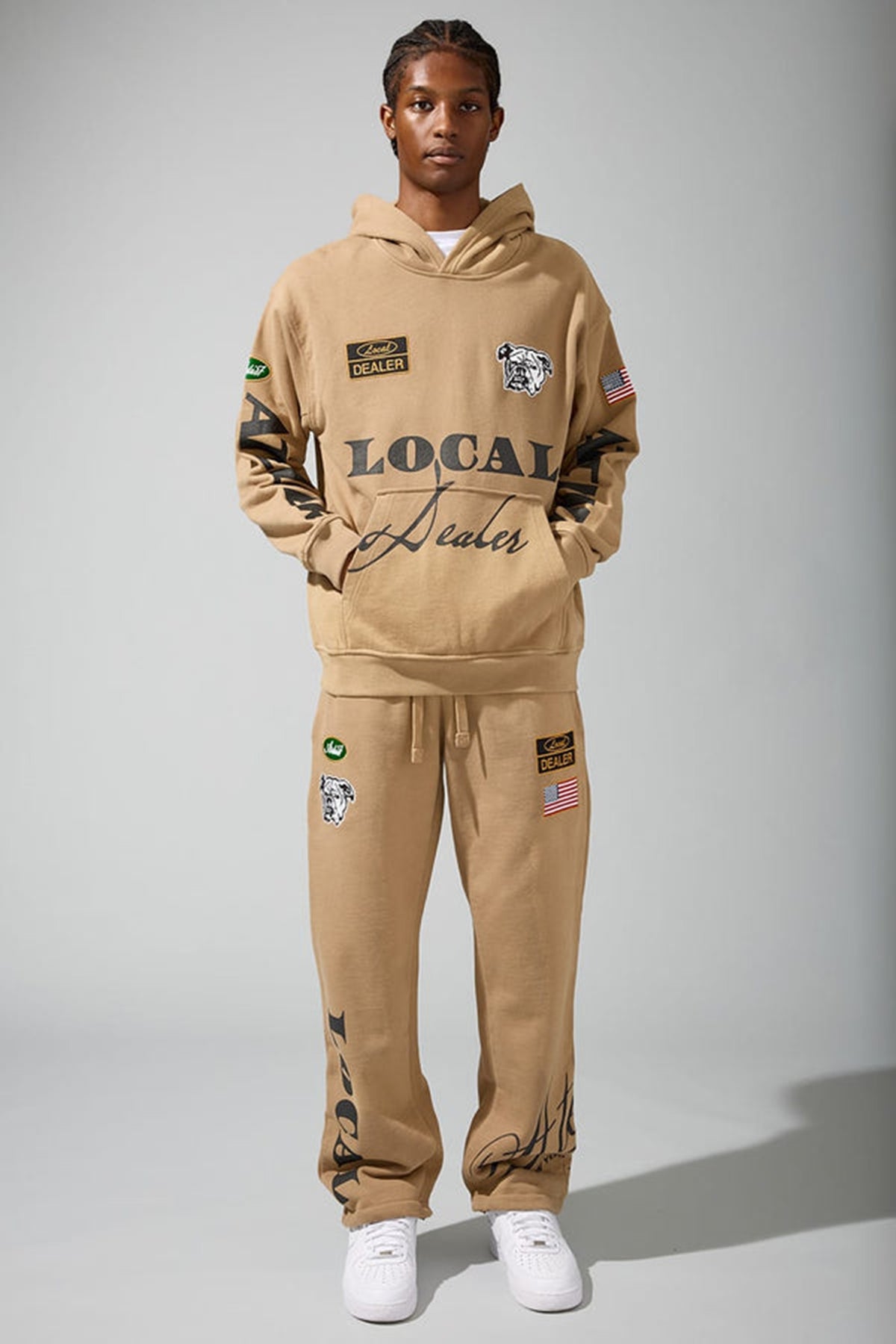 MENS JORDAN CRAIG ATELIER PULLOVER HOODIE SET (KHAKI STONE)