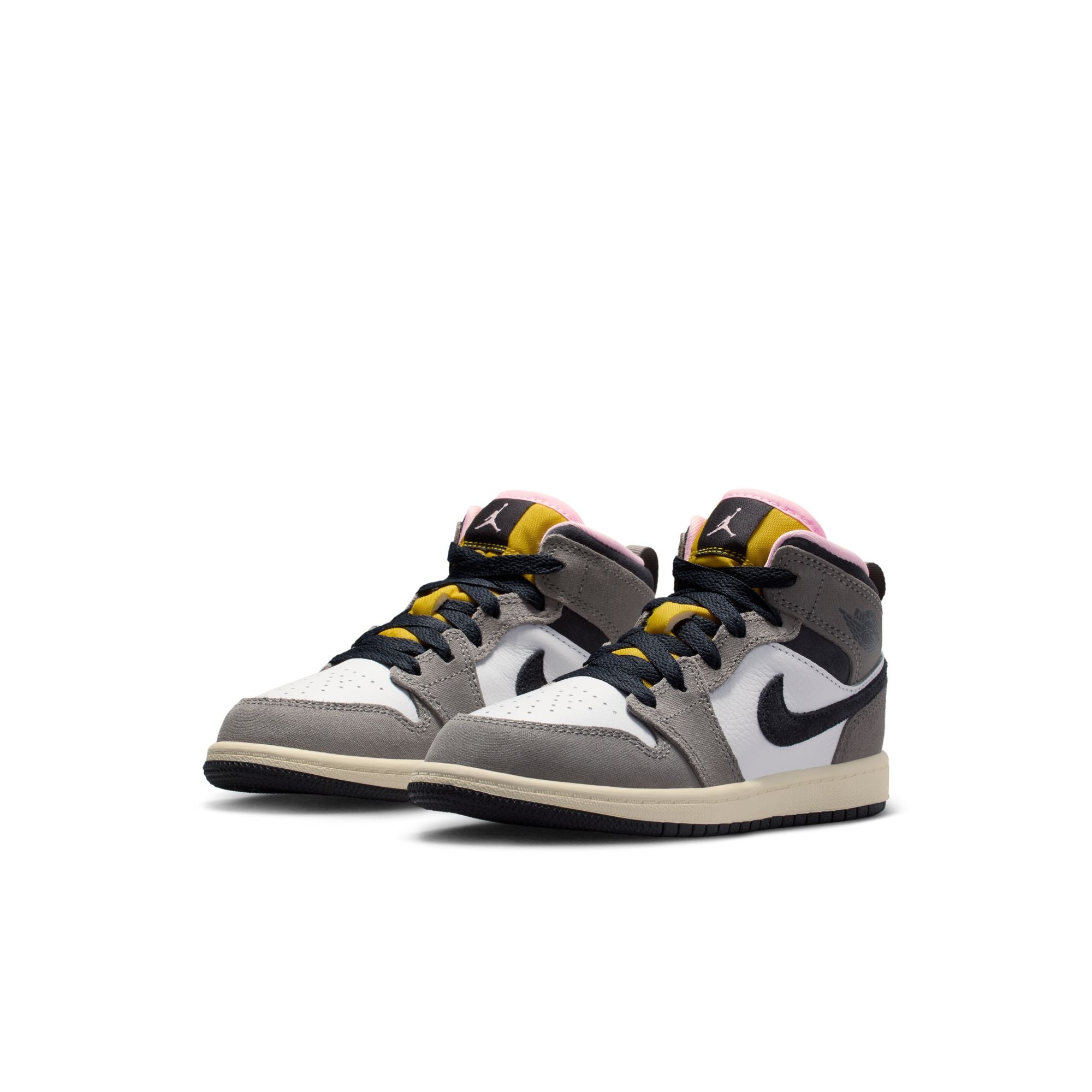 KIDS JORDAN 1 MID SE PS (WHITE/OIL GREY/CAVE STONE/DARK SULFUR)
