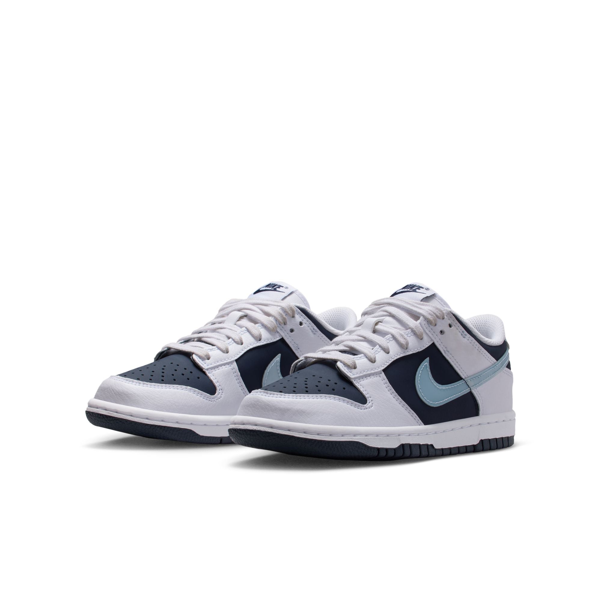 KIDS NIKE DUNK LOW GS (WHITE/LT ARMORY BLUE/DEEP ROYAL BLUE)