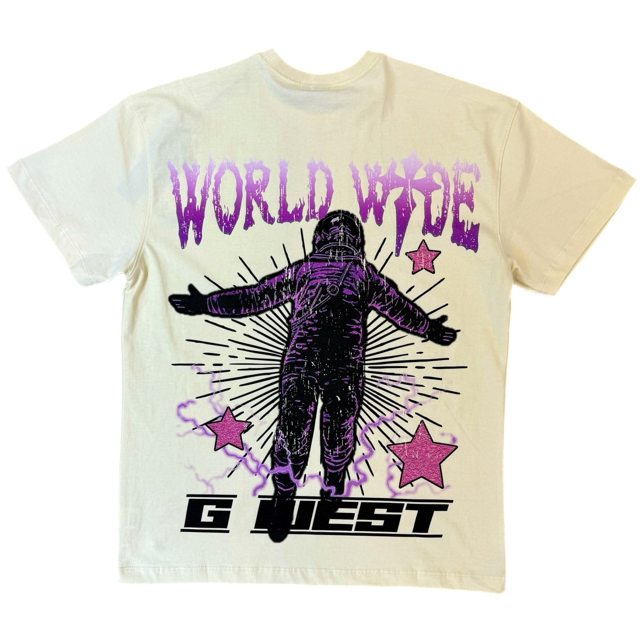 MENS G WEST WORLD WIDE STAR OS T-SHIRT (CREAM)