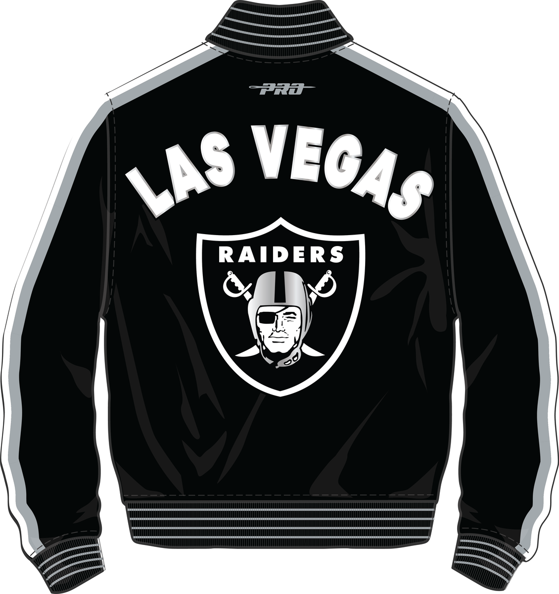 MENS PRO STANDARD LAS VEGAS RAIDERS PRO GAME DAY M DBL KNIT JACKET (BLACK/SILVER/WHITE)