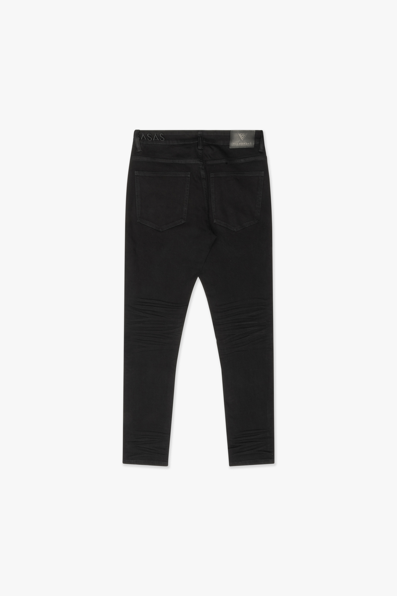 MENS VALABASAS "MR.SLIM" LIGHT WASH 4 WAY STRETCH SLIM FIT JEAN (JET BLACK)