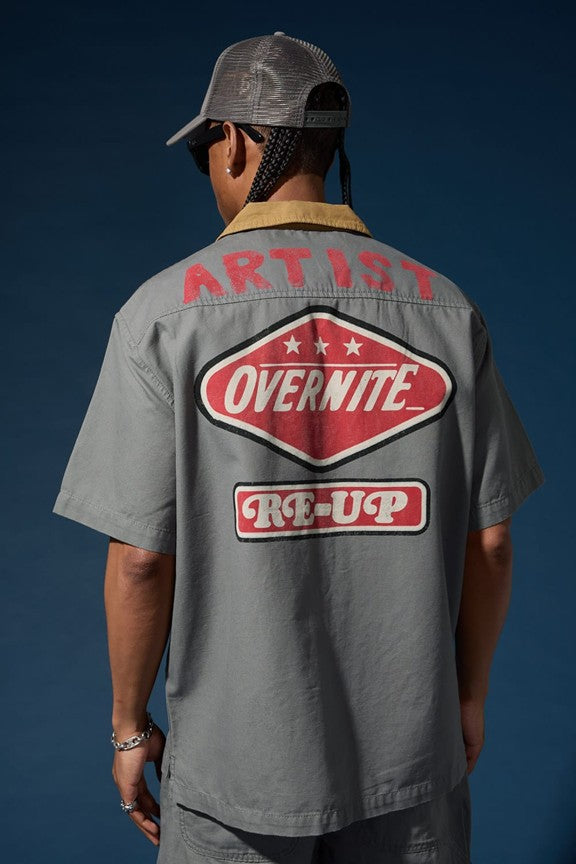 MENS JORDAN CRAIG THE RE-UP MECHANIC SHIRT (CHARCOAL)