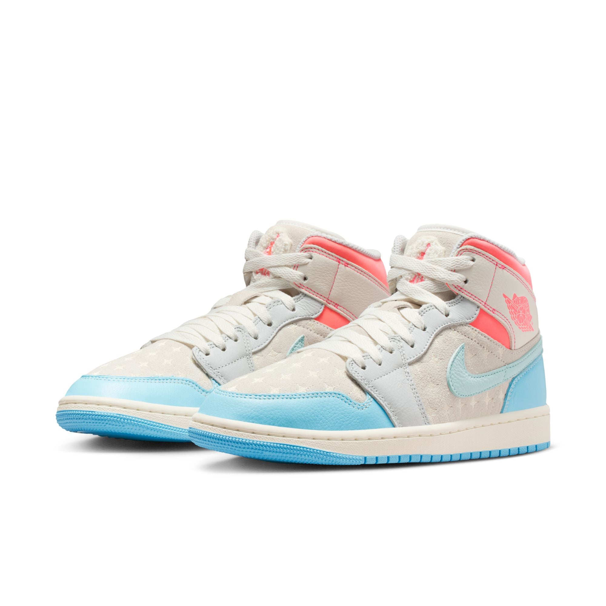 WOMENS AIR JORDAN 1 MID (SAIL/BLUE CHILL/HOT LAVA/MUSLIN)