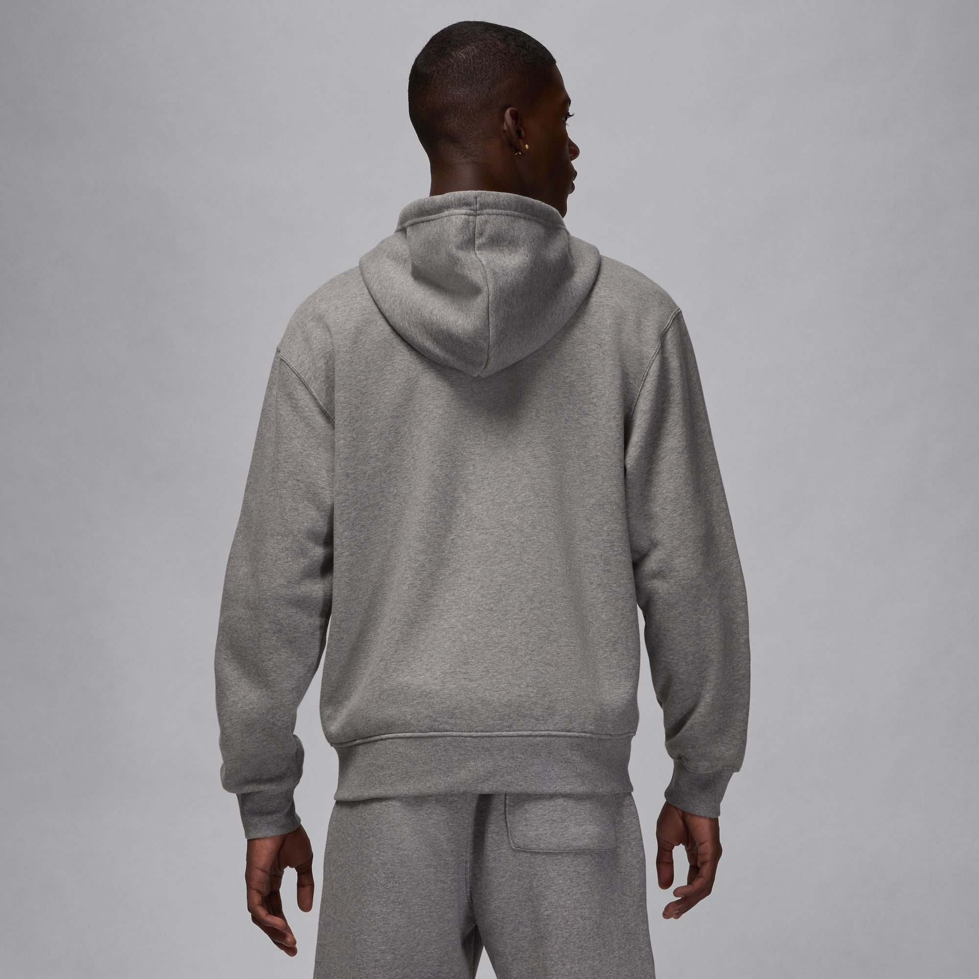 MENS JORDAN BROOKLYN FLEECE FULL-ZIP HOODIE (CARBON HEATHER/WHITE)