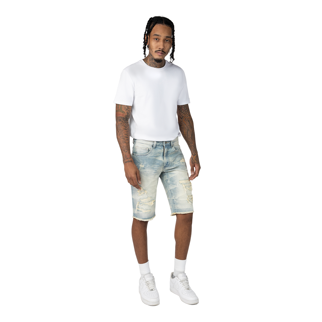 MENS SMOKE RISE ESSENTIAL JEAN SHORT (SEVILLE BLUE)